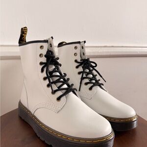 Dr. Martens White Leather Combat Boots